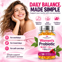 Probiotiques pour femmes, 5 milliards d'UFC, 14 souches, extrait de canneberge, 120 gélules, étiquette personnalisée, complément alimentaire, directement de l'usine