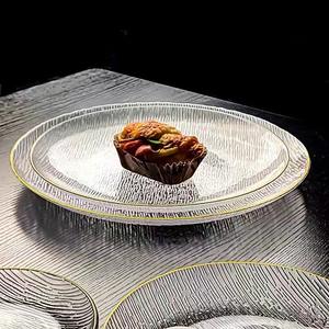 Élégante <span class=keywords><strong>assiette</strong></span> en cristal à bordure dorée-Plateau de service rond fait à la main pour mariage, plateau à fromages, dessert, vaisselle de luxe pour la maison - Product Image 5