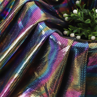 Dichter Glänzender Glasartiger Irisierender Hologramm-Metallfolien-Stoff, Atmungsaktiv, 4-Wege-Stretch, Poly-Spandex-Gewebe für Outdoor-Aktivitäten für Mädchen