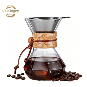 Kingze Outils de café portables 400ml 600ml 800ml Pot de partage d'espresso Cafetière en verre goutte à goutte à main - Product Image 1