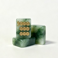Jeu de tuiles de mahjong américaines en résine verte jade personnalisées, étiquette privée, petite série