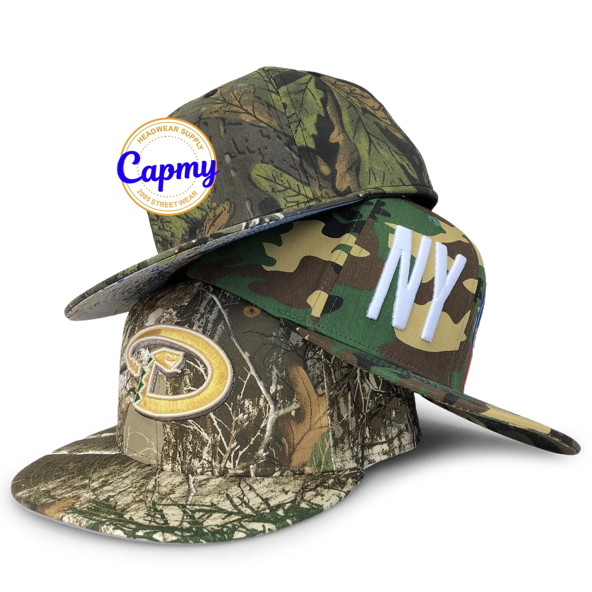 Benutzer definierte Logo verstellbare Camouflage Druck kappen 5 Panel Print Real Tree Camo Baseball Hüte 3d gestickte bedruckte Baseball mützen