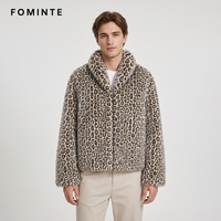 Veste pour homme, manteau en fausse fourrure imprimé léopard de luxe, veste en peluche épaisse et chaude pour l'hiver, vêtements de rue tendance, vêtements d'extérieur en stock