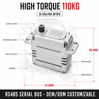 Servomoteur de bateau RC XQ-POWER XQ-S9100D 110KG 12V Brushless Étanche Engrenage en acier inoxydable Bus série RS485 Robot