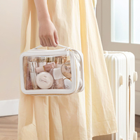 Vente en gros personnalisé PVC sac à cosmétiques Portable voyage étanche beauté trousse de toilette clair maquillage sac de rangement
