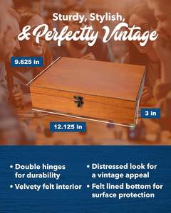 WE Games Caja de <span class=keywords><strong>madera</strong></span> del Viejo Mundo con pestillo de latón Caja de recuerdo de <span class=keywords><strong>madera</strong></span> de Estilo Vintage para almacenamiento de joyas y baratijas, cereza clara - Product Image 3