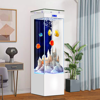 Acuario con Bombas de Agua 2026, Pecera Vertical de Vidrio Ultra Blanco con Filtro de Circulación Integrado para el Hogar