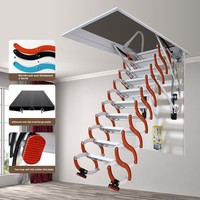 Échelle télescopique industrielle moderne en acier au carbone pour grenier, pliable, capacité de charge 300 kg, hauteur extensible 3,8 m