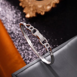 Gold Plated <b>Copper</b> <b>Bangle</b> With Micro Set Zircon Heart Design Adjustable Opening For Women Gift Jewelry Fall 2024 - Product Image 3