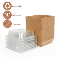 Boîtes à gâteaux et donuts en papier kraft, boîtes d'emballage alimentaire pour desserts, biscuits, pâtisseries, avec couvercle transparent, boîtes pour mariage et anniversaire