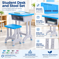 Ensemble de chaise et tabouret réglables pour étudiants OEM ODM, mobilier scolaire en PP avec plateau de rangement inférieur pour la vente en gros aux distributeurs