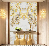 Dalles de pierre frittée translucides veinées or mat de luxe, panneaux de marbre artificiel pour la décoration architecturale des salons et halls