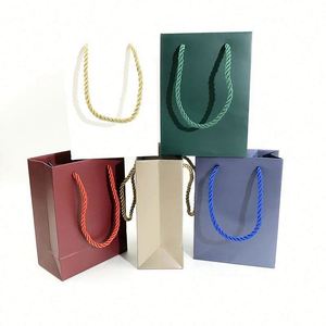 Factory Price Eco-Friendly Biodegradable Recyclable Art Paper Spring Brand Classic Customizable Ribbon Handle UV Printing <b>Bags</b> - Product Image 1
