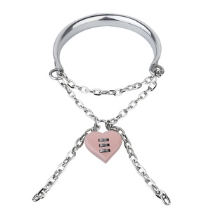 New Arrival Stainless Steel <b>BDSM</b> <b>Collar</b> with Chains and Heart Charm Adjustable Fetish Bondage Choker for Roleplay - Product Image 3