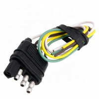 Connecteur de câblage de remorque à 4 broches, 4 voies, 4 pointes, noir, 18AWG, cuivre nu, isolation PBT, longueur personnalisée