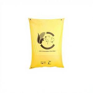 Yellow Compostable Dog Poop Bags 100% Biodegradable <b>PLA</b> Material Screen Printed Laminated Heat Seal Garbage Bags - Product Image 1
