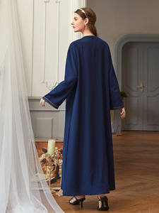 SIPO Eid <span class=keywords><strong>Al</strong></span>-adha Áo Cardigan Kimono Nở Hoa Sang Trọng Ô Abaya Sát Màu Xanh Hải Quân Phong Cách Jubah Áo Kaftan Moden - Product Image 5