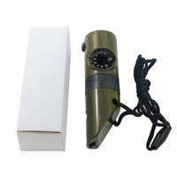 Boussole multifonctionnelle 7 en 1, thermomètre, lumière LED, cordon étanche, sifflet de survie d'urgence pour le camping, la randonnée et les activités de plein air