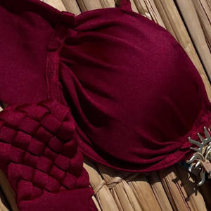 Triangle Sexy String Mini Micro Femmes Bikini Ensemble Haute Qualité Perals Charmes Décor Haute Coupe Crochet Tricot Dame Bikini Maillot De Bain - Product Image 6