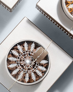 Tùy Chỉnh Vuông Sô Cô La Hộp Bao Bì Sang Trọng Da Thêu Rõ Ràng Thủy Tinh Đám Cưới Ngọt Ngào <span class=keywords><strong>Macaron</strong></span> Thực Phẩm Tráng Miệng Hộp - Product Image 5