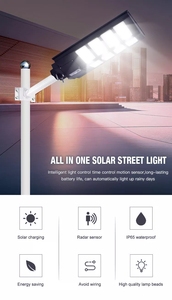 ไฟถนนโซลาร์เซลล์ LED กำลังสูง 180W คุณภาพสูงสำหรับการใช้งานบนถนน - Product Image 3