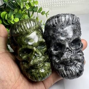 Tinh Thể Tự Nhiên Khắc Thủ Công Mỹ Nghệ 9Cm Quý Ông Hộp Sọ Khắc Trang Trí Nội Thất Quà Tặng Màu Xanh Lá Cây Ngọc Bích Yooperlite Garnet - Product Image 5