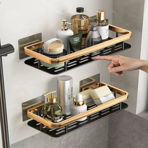 <span class=keywords><strong>Estante</strong></span> organizador <span class=keywords><strong>de</strong></span> pared <span class=keywords><strong>de</strong></span> aluminio moderno YOTO, estantes <span class=keywords><strong>de</strong></span> <span class=keywords><strong>baño</strong></span> negros autoadhesivos con <span class=keywords><strong>estante</strong></span> <span class=keywords><strong>de</strong></span> almacenamiento para ducha - Product Image 2
