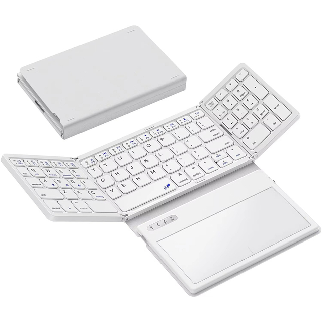 Wireless Keyboard With Touchpad Portable Wireless Ultra Slim Pocket Rechargeable Folding Keyboard for PC Tablet Phone