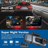 Caméra embarquée 3 canaux 4K avec vision nocturne, enregistreur vidéo avant et arrière pour voiture, moniteur de stationnement, enregistreur de tableau de bord 4K