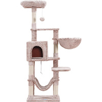 Tour à chat écologique de style classique à 4 niveaux, condo pour chat d'intérieur, grand hamac, poteaux à gratter recouverts de sisal, carton en bois