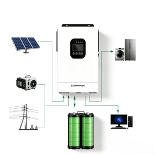 Système solaire hybride monophasé Sunphase 3,6 kW, MPPT, tension <span class=keywords><strong>PV</strong></span> 450 V, onduleur solaire 24 V, 3600 W, routeur Wi-Fi domestique - Product Image 2