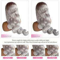 Peluca de Cabello Humano Rubio Ceniza Brasileño con Ondas Corporales, HD Transparente, Frontal de Encaje Francés/13*4/13*6, Sin Pegamento, Venta al por Mayor