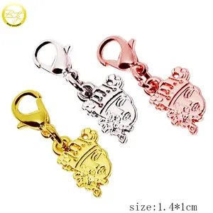 Jewelry Charms Supplier Custom Multiple Color Mini Hang Tags Keychain Accessory Alloy Metal Pendant With Clasp