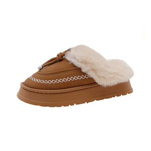 Nuevas Botas <span class=keywords><strong>de</strong></span> Nieve <span class=keywords><strong>de</strong></span> Invierno <span class=keywords><strong>de</strong></span> Cuero Genuino Unisex Para Interiores y Exteriores con Pantuflas <span class=keywords><strong>de</strong></span> Felpa Cálidas Para el Hogar con Bordado Artesanal <span class=keywords><strong>de</strong></span> Color Sólido y Piel Unisex - Product Image 5