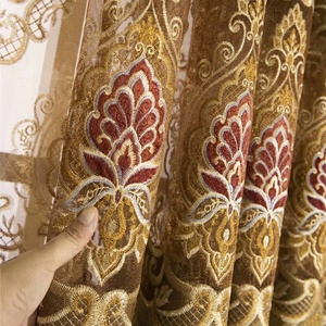 Cortinas bordadas de chenilla gruesa aterciopelada exquisita de lujo agradable de alta calidad para la sala de estar - Product Image 4