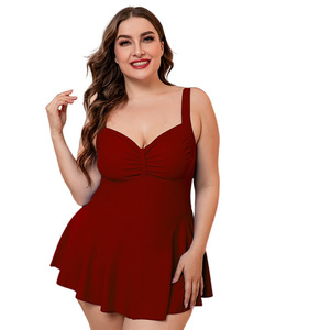 Traje de Baño de una Pieza con Falda, Talla Grande, <span class=keywords><strong>Color</strong></span> Sólido, Estilo Modesto, para Vacaciones de Verano en Europa y América 2026 - Product Image 6