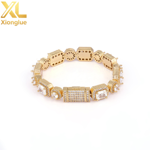 Pulseras de Moda con Diamantes Grandes y Brillantes, Chapadas en Oro de 18K, con Circonitas Cúbicas 3A, para Hombre y Mujer - Product Image 1