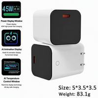 Chargeur mural rapide 45W GaN USB-C PD OVP avec prise pliable portable pour ordinateur portable, téléphone, tablette et montre