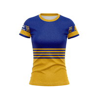 Camiseta Deportiva Ajustada de Manga Corta Color Granate para Mujer, Talla Grande, Estilo Queensland, Ropa Deportiva para Aficionadas al Fútbol