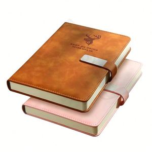 Case Bound Customized Logo A5 B6 PU Leather Hard Cover Address Book Journal Notebook Password Protected - Product Image 1