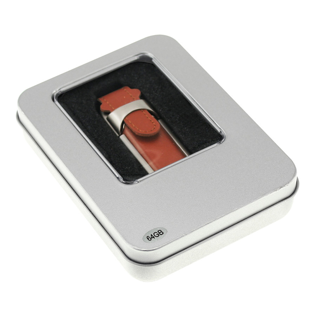 Custom Logo Leather Wrist USB Flash Drive With Metal Box Luxury Business Gift USB Stick