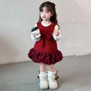 2025 vestido de princesa <span class=keywords><strong>para</strong></span> niñas <span class=keywords><strong>para</strong></span> la <span class=keywords><strong>Nochevieja</strong></span> Chaleco con lazo rojo cuello redondo cuello dulce patrón decoración nuevo <span class=keywords><strong>traje</strong></span> de Navidad <span class=keywords><strong>para</strong></span> niños - Product Image 1