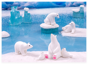 Jardins féériques, créatures miniatures en résine 3D, animaux, ours polaire, phoque, maison de glace, dessin animé, figurines miniatures 3D pour enfants, jouets - Product Image 6