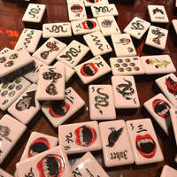 Tuiles de Mahjong Américain Halloween Dark Elements, lot de 160, en acrylique double couche, dos noir brillant, motifs Venom, Spider, Cobra, Vampire, Skull
