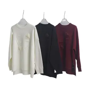 Pure Color Simple Design Jumper Yarn Cotton Women Long Sleeve Pullover Christmas Sweaters for Adults Women's Designer Sweater