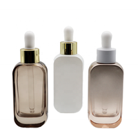 Flacon compte-gouttes plat en verre de luxe 30ml 50ml avec bouchon doré, personnalisable avec logo estampé à chaud, pour diffuseur de parfum et cosmétiques essentiels