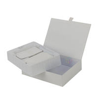 Boîte en carton rigide blanche de luxe avec fermeture magnétique, boîte à portefeuille, ensemble d'emballage, boîtes cadeaux, emballage personnalisé avec logo