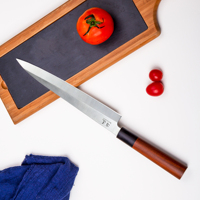 Couteau de chef japonais Kiritsuke fait main, 9,5 pouces, acier inoxydable, manches en bois d'ébène et de palissandre, écologique, ambidextre