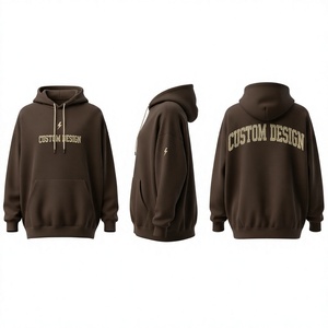 Sweat-shirt à capuche pour homme sur mesure, marron, coupe ample, vêtement décontracté, tissu tricoté 100% coton, impression sérigraphique - Product Image 1