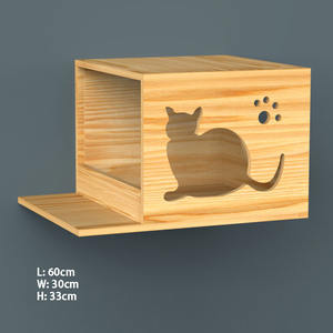 Wandmontierte Katzenkletterleiter aus Holz, Treppe, Sprungplattform, Rahmen, Katzenregalbrett, DIY Haustiermöbel, Katzenbaum, Dreifachwand - Product Image 1